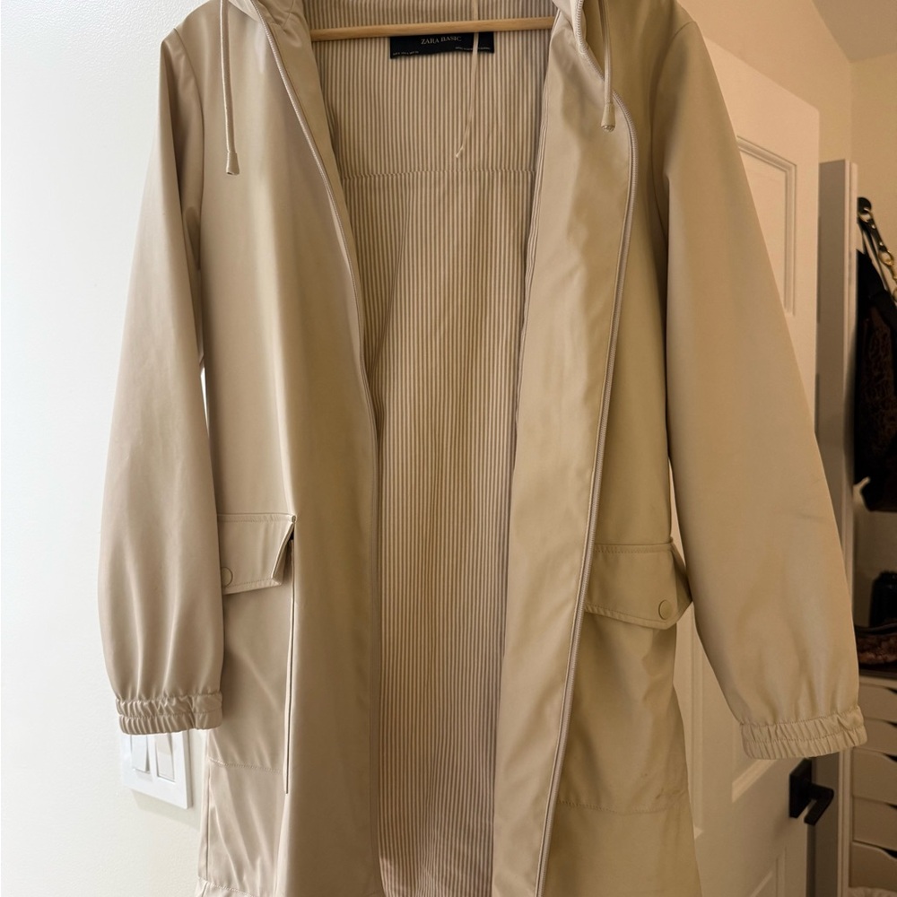 Beige Hooded Women's raincoat